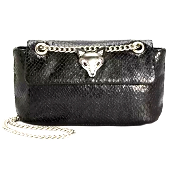 Betsey Johnson Slither and Shine Crossbody Bag Black Silver Rare NWT - Picture 1 of 16